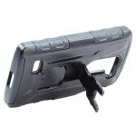 Wholesale LG Leon C40 Tribute 2 Armor Holster Combo Belt Clip Case (Black)